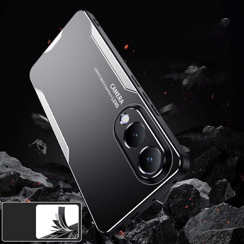 Aluminium Alloy+PC+TPU Cover for vivo Y17s 4G Phone Case Anti-drop Protection - Gold Aluminium Alloy+PC+TPU Cover for vivo Y17s 4G Phone Case Anti-drop Protection - Gold